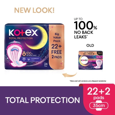 Total Protection Overnight Wing Pad 35cm (24s) - Sanitary Pad that prevents up to 100% No Back Leaks