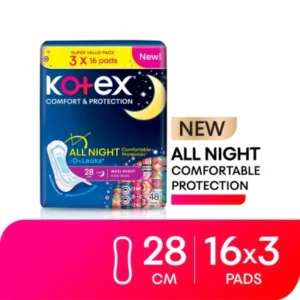 Comfort & Protection Night Non Wing Pad 28cm (16sx3) - Sanitary Pad with 100% Leak Free Comfort