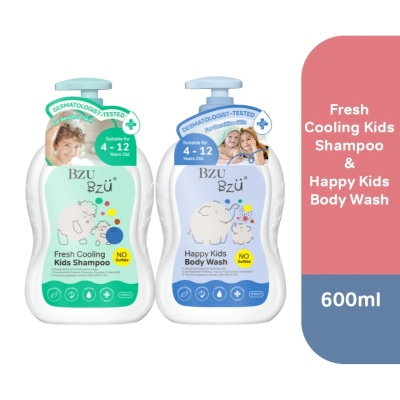 Fresh & Cooling Shampoo - 600 ml + Happy Kids Body Wash - 600 ml<BR>