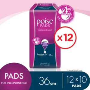 Pads Incontinence/ Adult Diapers Extra Long Plus Non Wing 36cm (10's x 12 packs)