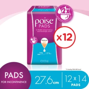 Pads Incontinence / Adult Diapers Long Non Wing 27.6cm (14's x 12 packs)