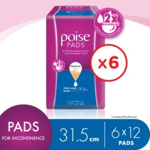 Pads Incontinence / Adult Diapers Extra Long Non Wing 31.5cm (12's x 6 packs)
