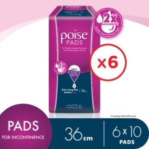 Pads Incontinence/ Adult Diapers Extra Long Plus Non Wing 36cm (10's x 6 packs)