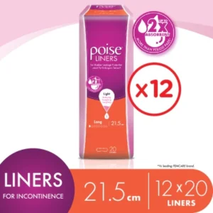 Liners Incontinence / Adult Diapers Long 21.5cm (20's x 12 packs)