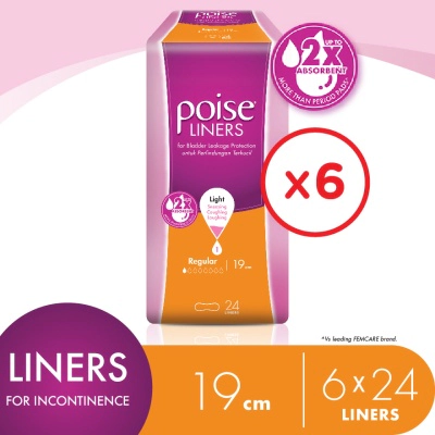 Liners Incontinence / Adult Diapers Regular 19cm (24's x 6 packs)
