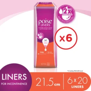 Liners Incontinence / Adult Diapers Long 21.5cm (20's x 6 packs)
