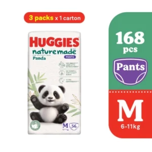 Naturemade Panda Pants Diapers M 56s (3 packs) - Super Premium Baby Diaper with Bamboo Fiber