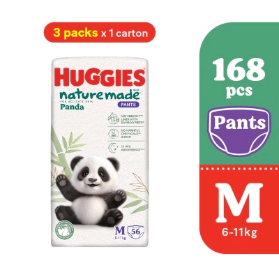 Naturemade Panda Pants Diapers M 56s (3 packs) - Super Premium Baby Diaper with Bamboo Fiber
