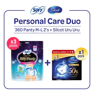 Comfort Nite 360 Panty Cool M-L 2s x 3 + Silcot Facial Cotton Uru Uru Puff Pads 40's