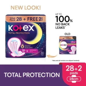 Total Protection Overnight Wing Pad 28cm (28s) - Sanitary Pad that prevents up to 100% No Back Leaks
