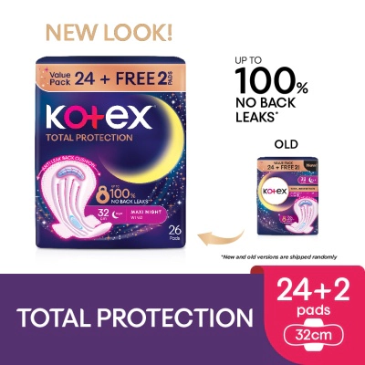 Total Protection Overnight Wing Pad 32cm (24s) - Sanitary Pad that prevents up to 100% No Back Leaks
