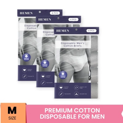 Disposable Men's Cotton Briefs (12pcs) M