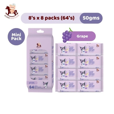 Sanrio Baby Wipes Kuromi 8'S x 8 [Pocket-Sized]
