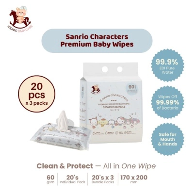 Sanrio Baby Wipes Sanrio Characters 20'S x 3
