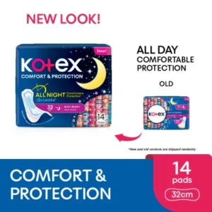 Comfort & Protection Overnight Non Wing Pad 32cm (14s) - Sanitary Pad with 100% Leak Free Comfort