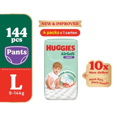 AirSoft Pants Diapers L 36s (4 Packs) Breathable and soft diapers for baby