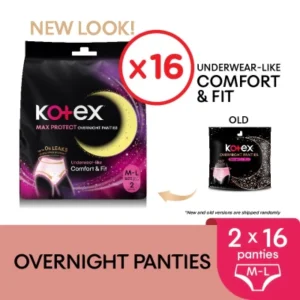 Overnight Panties M-L (2s x 16 Packs) - Period Panties with 360⁰ Anti-Leakage Protection Disposable